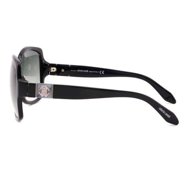 New Roberto Cavalli Women Black Square Sunglasses RC651S Gray-Olive Lens Classic - Picture 7 of 12